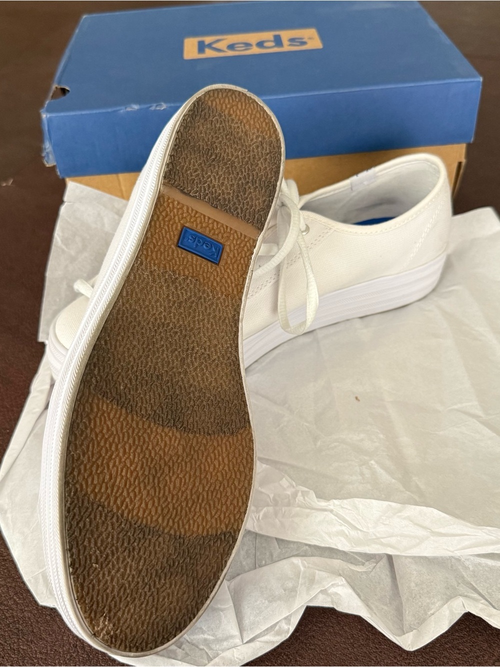 Keds White Low-Top Canvas Sneakers with Platform Sole - Picture 4 of 5